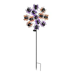 Purple Spider Web 44 in. Flashing Light Solar Garden Stake