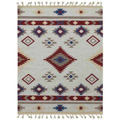 Artifacts Red 8 ft. x 10 ft. Southwestern New Zealand Wool Area Rug
