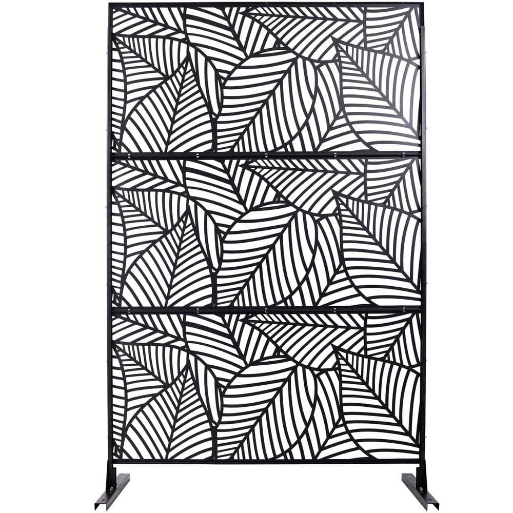 76 in. H x 48 in. W Outdoor Hollow Leaves Metal Privacy Screen in Black price history on PriceWatchPro