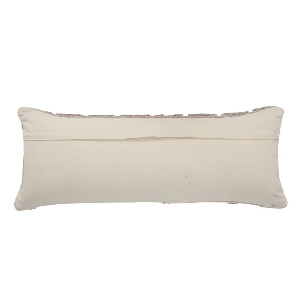 Gray and Cream Geometric Cotton Lumbar Pillow, 14" x 36"