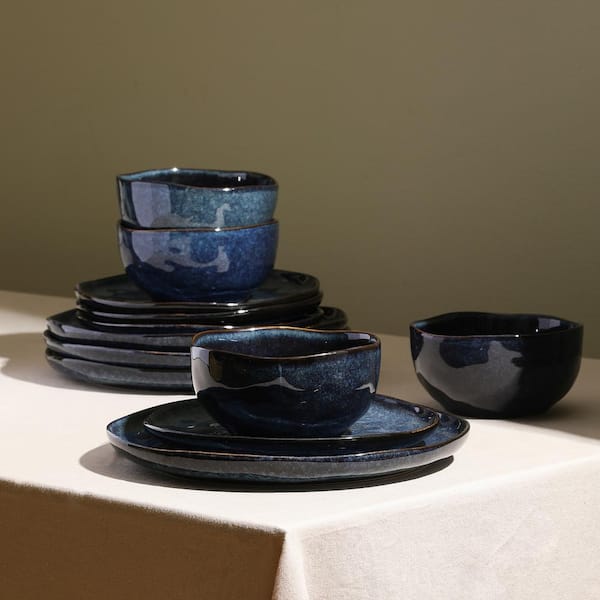 Mirella 24-Piece Blue Stoneware Dinnerware Set (Service for 8)
