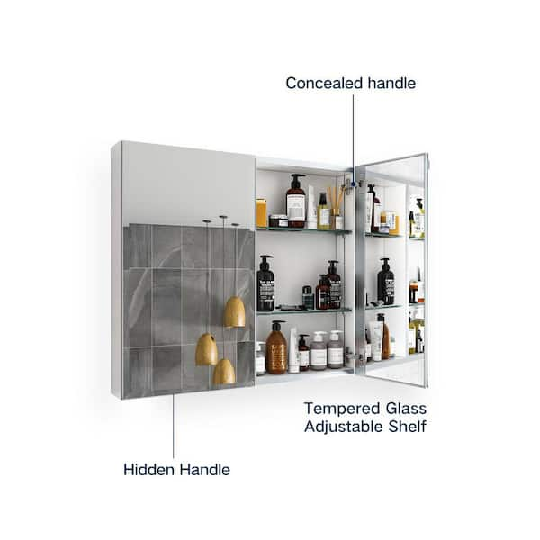 Cove 16 x 26 Recess Mount Glass Shelves Medicine Cabinet