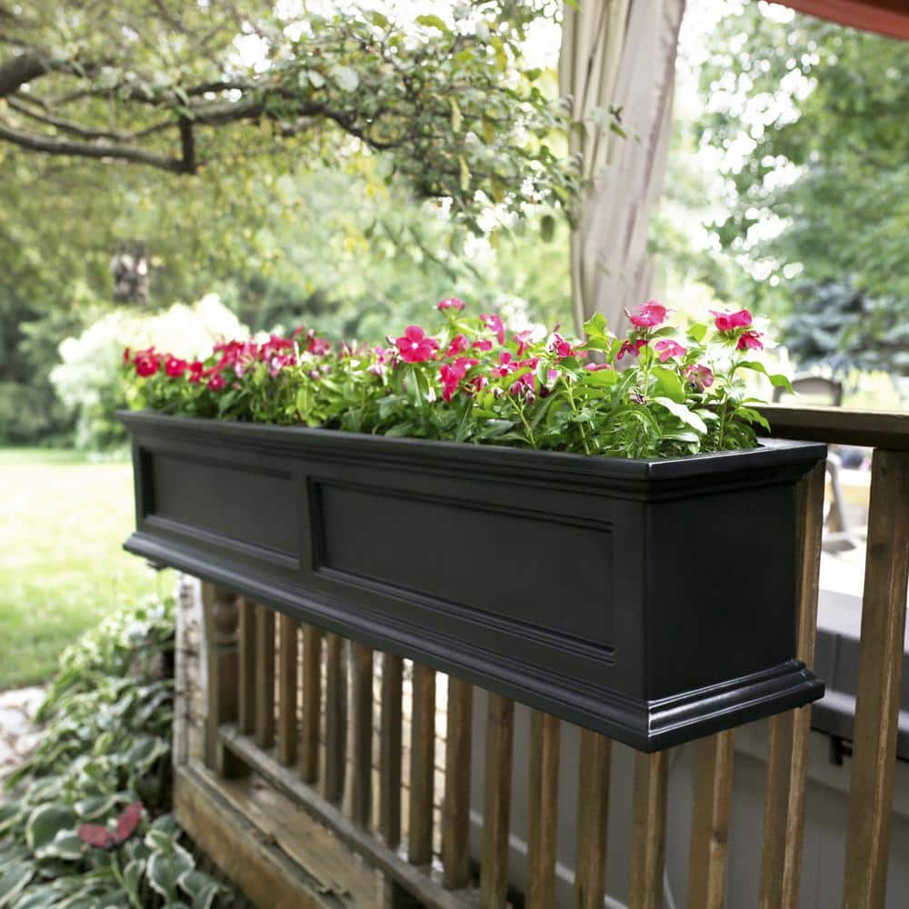 Black Resin 60" Window Box Planter with Water Reservoir