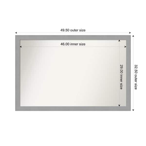 Amanti Art Brushed Nickel 49.5 in. x 32.5 in. Custom Non-Beveled Recycled Polystyrene Framed Bathroom Vanity Wall Mirror