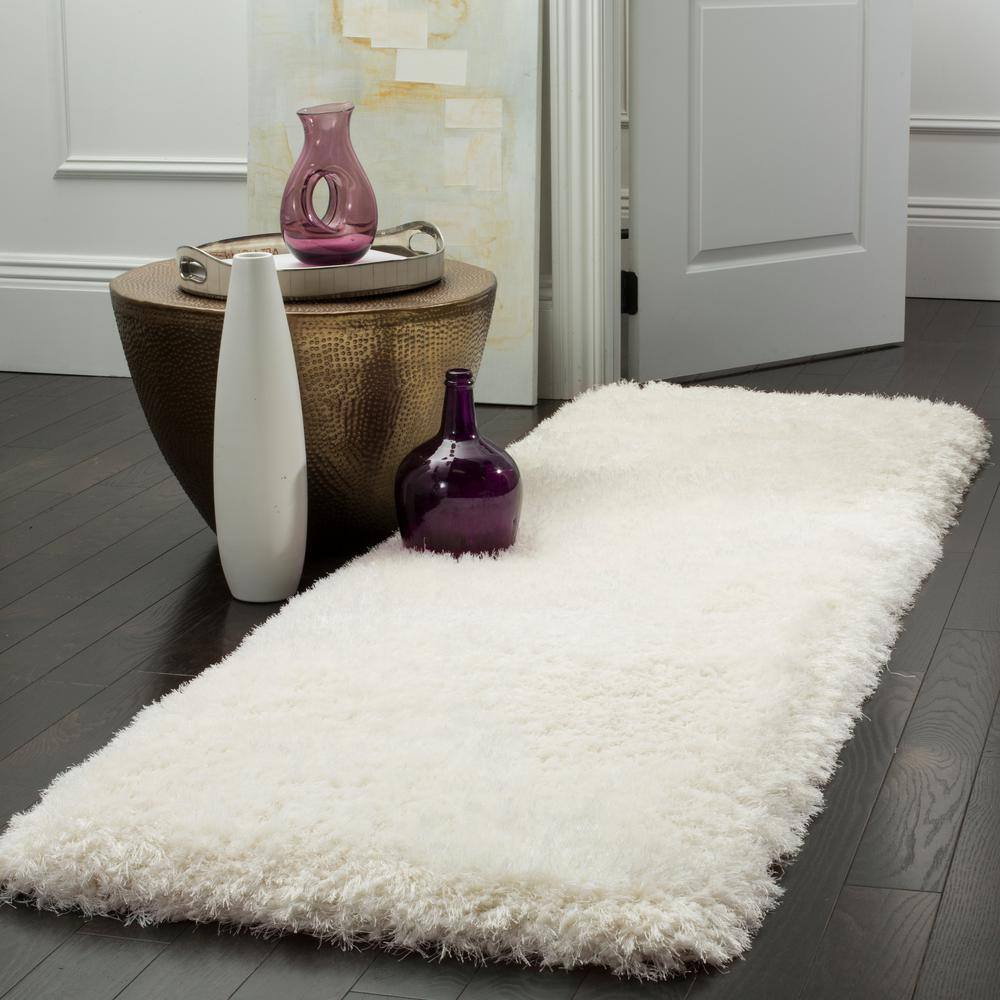 Luxe Shag 2 ft. x 14 ft. Ivory Solid Runner Rug price history on PriceWatchPro