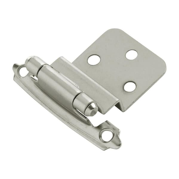 Surface Self-Close Variable Overlay, 3/8 in. Inset 170°Opening Face Frame Satin Nickel Cabinet Door Hinges (5-Pairs)
