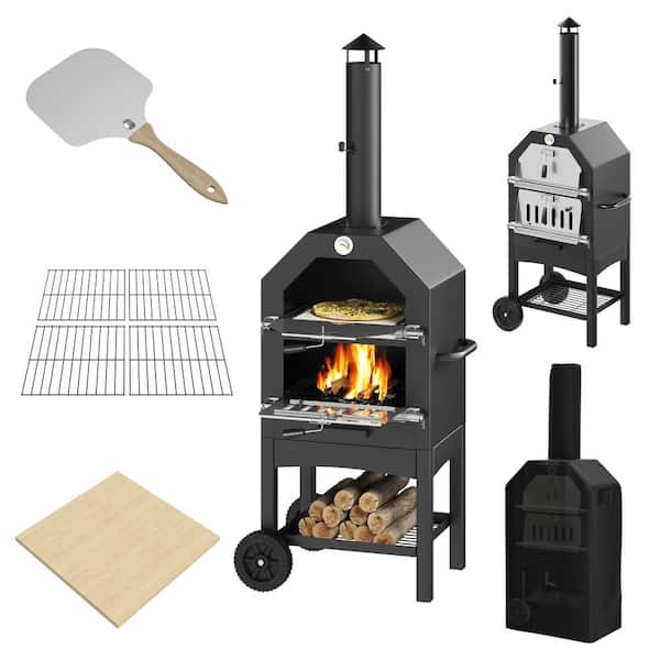 22 in. Steel Free Standing Wood Fired Outdoor Pizza Oven