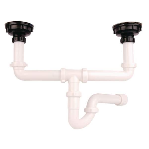 Sedco 1-1/2 in. Double Bowl Complete White PVC Drain Replacement Kit