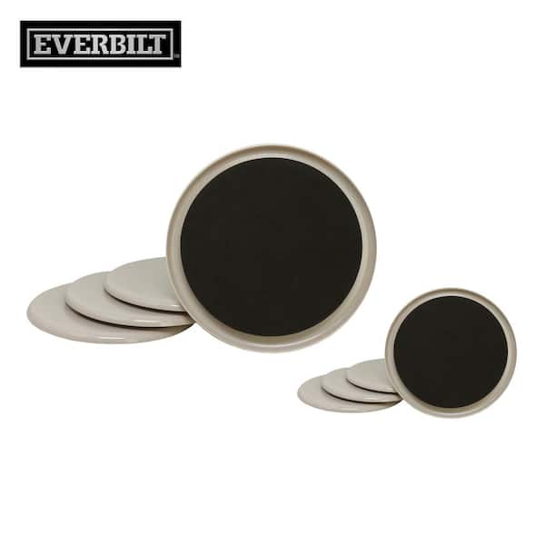 Everbilt Four 7 in. and Four 3-1/2 in. Beige Round Plastic Heavy-Duty Furniture Slider Pads for Carpeted Floors (8-Pack)
