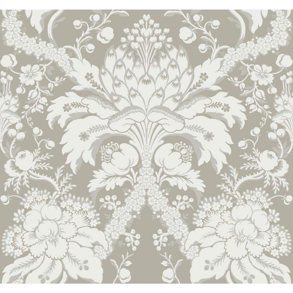 Beige Damask Pre-pasted Removable Washable Wallpaper