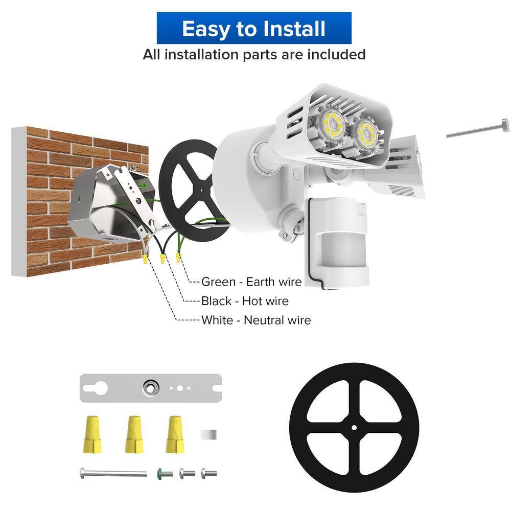 SANSI White Dual-Head LED Motion Sensor Security Light