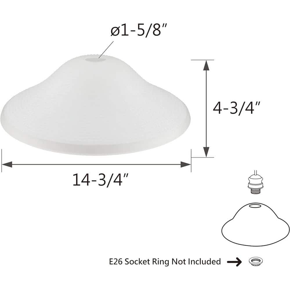 White Frosted Glass Bell Pendant Shade, 14-3/4" Diameter