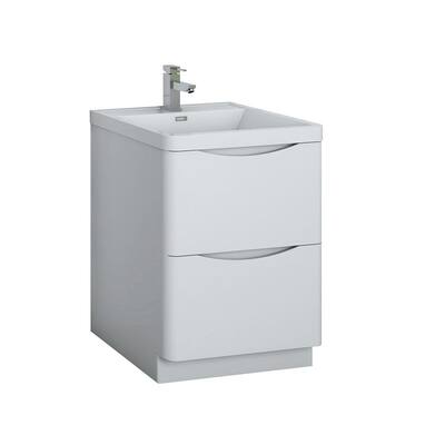 Fresca Tuscany 40 in. Modern Wall Hung Vanity in Glossy White with ...