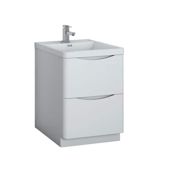 Fresca Tuscany 24 in. Modern Bath Vanity inGlossy White with Vanity Top in White with White Basin