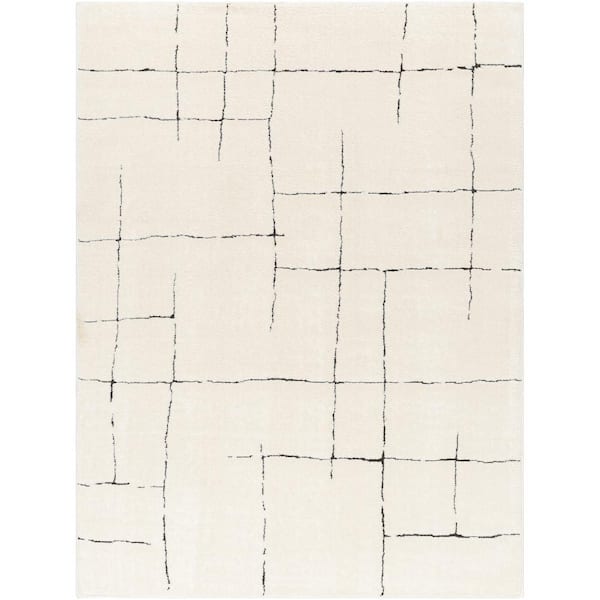 Freud Ivory/Black Geometric 7 ft. x 9 ft. Indoor Area Rug