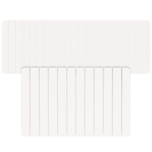 castellousa Diatomite Quick-Dry Stone Water-Absorbing Natural White Bath Mat Set Extra Large and Medium