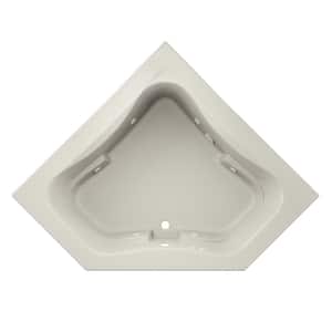 Signature 60 in. x 60 in. Neo Angle Whirlpool Bathtub with Center Drain in Oyster with Heater