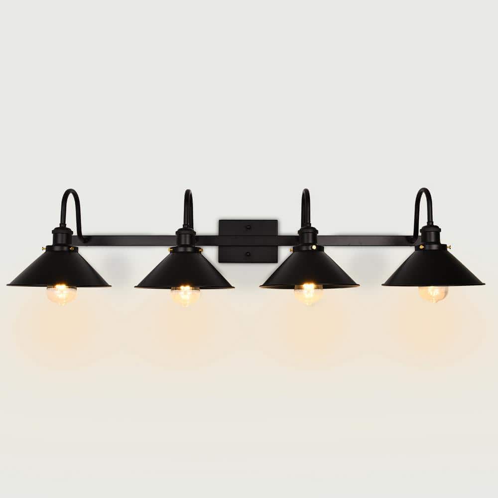 Modern Farmhouse 41.1 in. 4-Lights Black Cone Industrial Dimmable Bathroom Vanity Light price history on PriceWatchPro