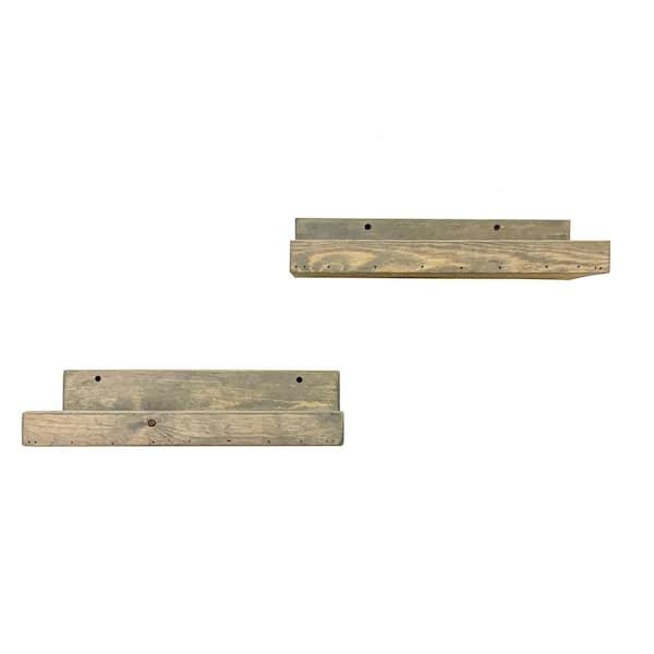 Unbranded Rustic Luxe 7 in. x 16 in. Gray Pine Floating Decorative Wall Shelve