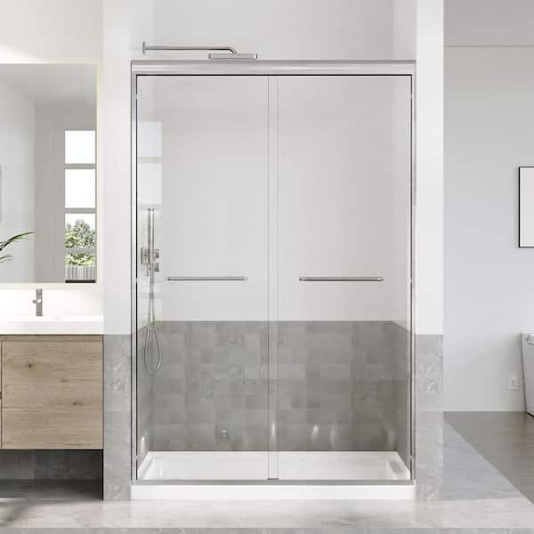 45-48 in. W x 72 in. H Sliding Framed Shower Door in Brushed Nickel with 5/16 in. (8 mm) Tempered Clear Glass