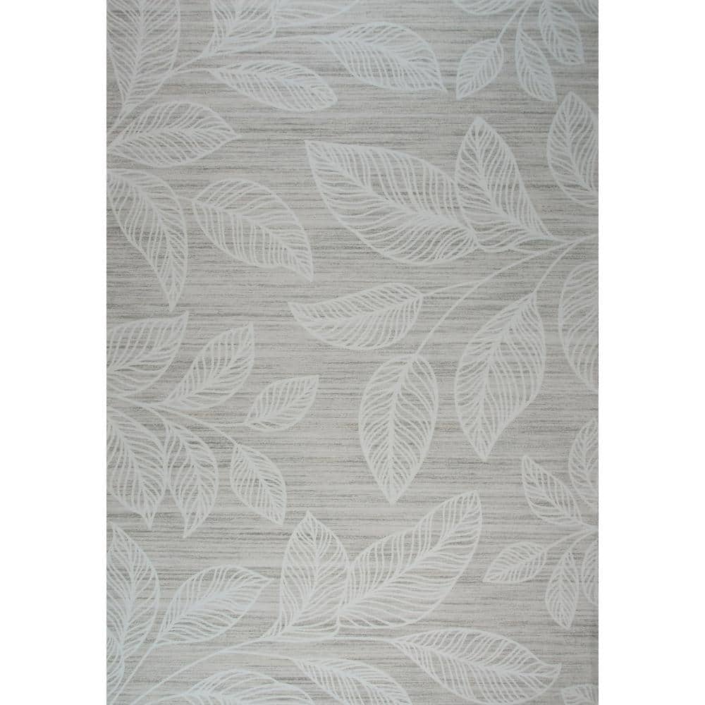 Modern Floral Cream Beige Synthetic Stain-Resistant Area Rug