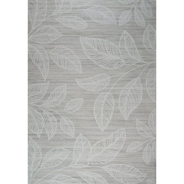 Modern Floral Cream Beige 7 ft. x 10 ft. Indoor Soft Area Rug