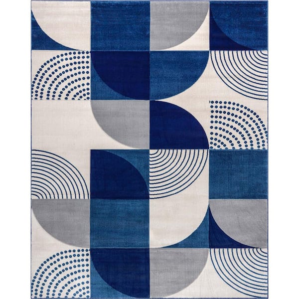 Well Woven Good Vibes Margot Blue Modern Geometric Chevron 3 ft. 11 in. x 5 ft. 3 in. Area Rug