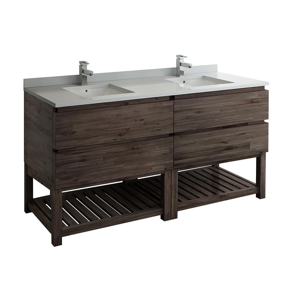 Fresca Formosa 72 in. Modern Double Vanity with Open Bottom in Warm Gray  with Quartz Stone Vanity Top in White with White Basin FCB31-3636ACA-FS-CWH-U  - The Home Depot