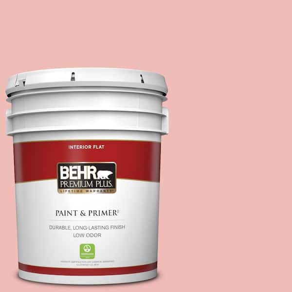 BEHR PREMIUM PLUS 5 gal. #BIC-04 Pink Taffy Flat Low Odor Interior Paint & Primer