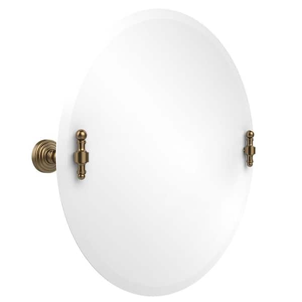 Allied Brass Retro-Wave Collection 22 in. x 22 in. Frameless Round Single Tilt Mirror with Beveled Edge in Brushed Bronze