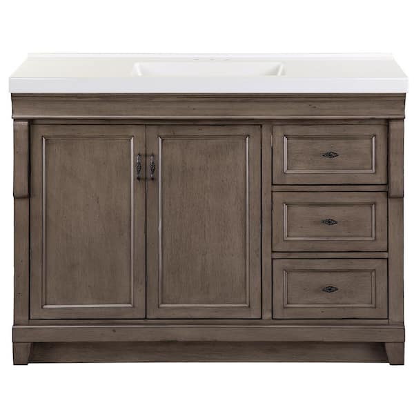 Home Decorators Collection Naples 49 in. Single Sink Distressed Gray Bath Vanity with White Cultured Marble Top (Assembled)