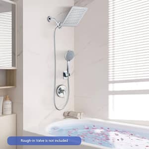 7-Spray Patterns 10 in. Wall Mount Square Rain Dual Shower Heads with Hand Shower in Chrome