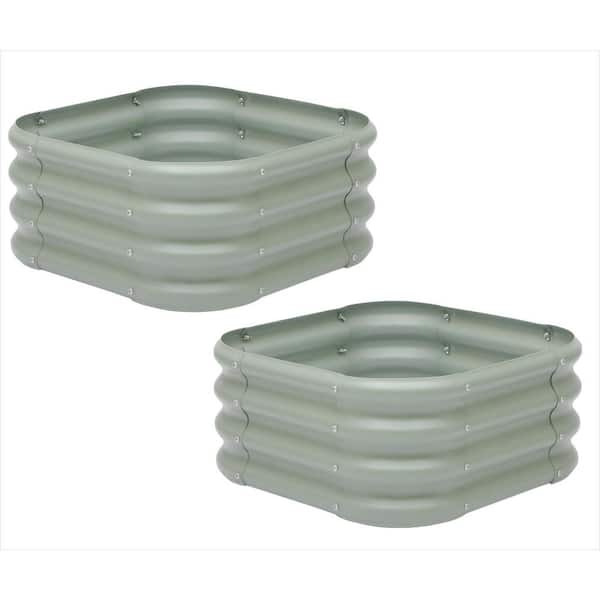 2 ft. x 2 ft. x 1 ft. Galvanized Raised Garden Bed, Metal Planter Box for Gardening and Planting, Green (2-Pack)