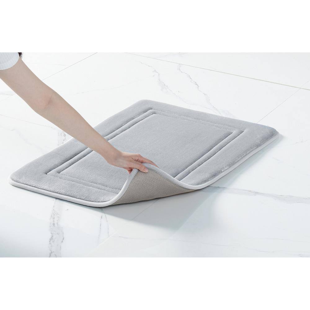 Light Gray Antimicrobial Memory Foam Bath Rug Set