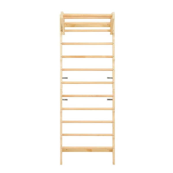 Swedish Ladder Wall Gym, 2-in-1 10-Level Jungle Gym, 220 lbs. Wood Bars for Kids & Adults, Playset with Pull-Up & Ladder