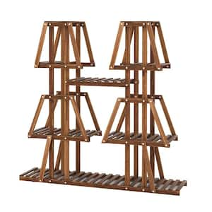 5-Tier 10 Potted Wood Plant Stand for Multiple Plants