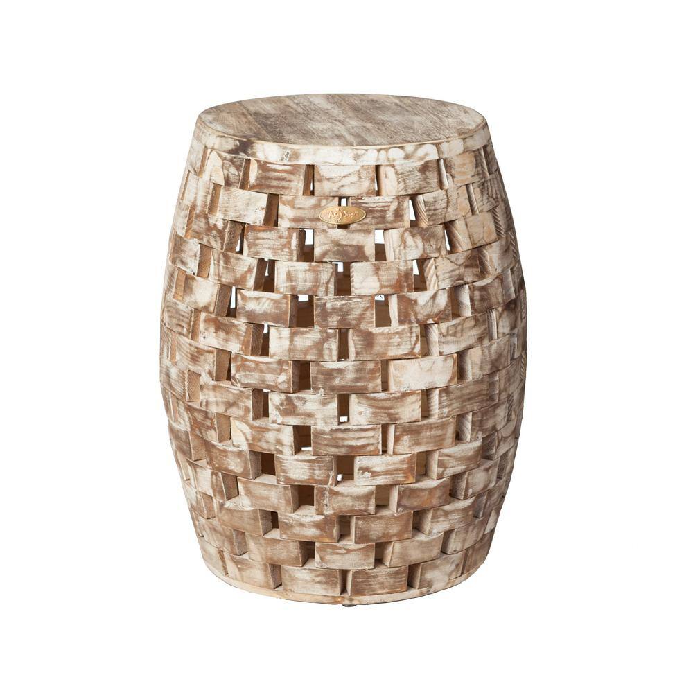 Rustic Natural Reclaimed Wood Oval Garden Stool