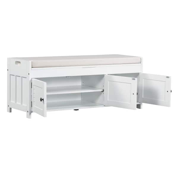 Harper & Bright Designs White Entryway Storage Bench, Dining Bench