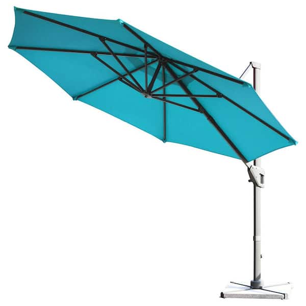 SUNRINX 11 ft. Cantilever Patio Umbrella with 360-Degree Rotation for Pool Garden and Backyard in Turquoise
