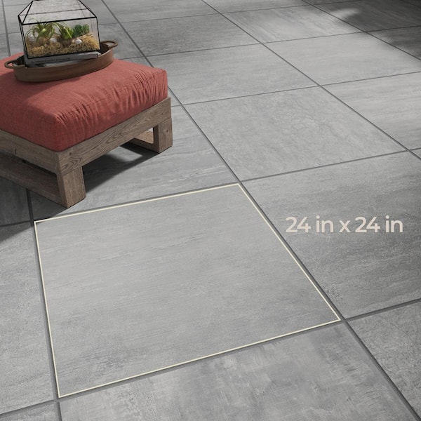 Corso Italia Pietra Chrome 24 in. x 48 in. x 0.75 in. Concrete Look Porcelain Paver