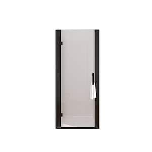 28 to 30 in. W x 72 in. H Pivot Swing Frameless Shower Door in Black with Clear Glass