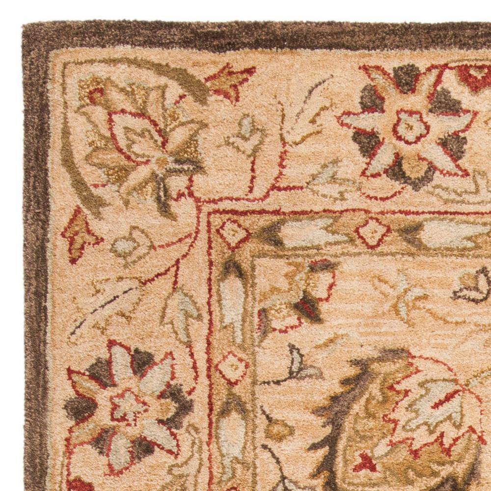 Elegant Beige Floral Hand-Tufted Wool Area Rug, 5' x 8'