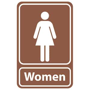 5.5 in. x 8.5 in. Plastic Brown Women Restroom Sign