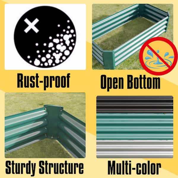 Large 48 in. L Green Metal Rectangular Outdoor Raised Garden Bed Vegetables Flowers Planter Bed (1-Pack)
