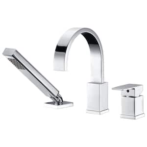 Nite Series Single-Handle Deck-Mount Roman Tub Faucet with Handheld Sprayer in Polished Chrome