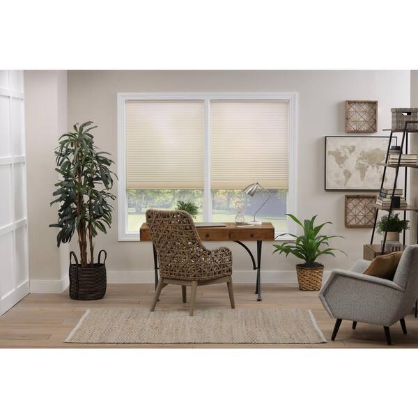 DEZ FURNISHINGS Cordless Cellular Shade – Top Down Bottom Up Light Filtering, 33" W X 48" H, Ivory, Honeycomb Design