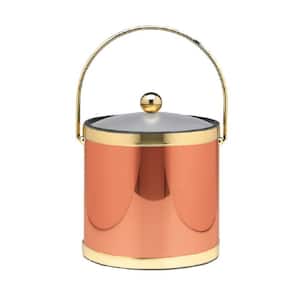 Mylar 3 Qt. Polished Copper and Brass Ice Bucket with Bale Handle and Acrylic Cover