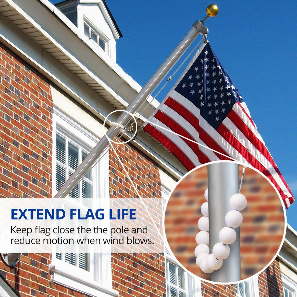 White 15-Inch Beaded Flag Retainer Ring for Flagpoles