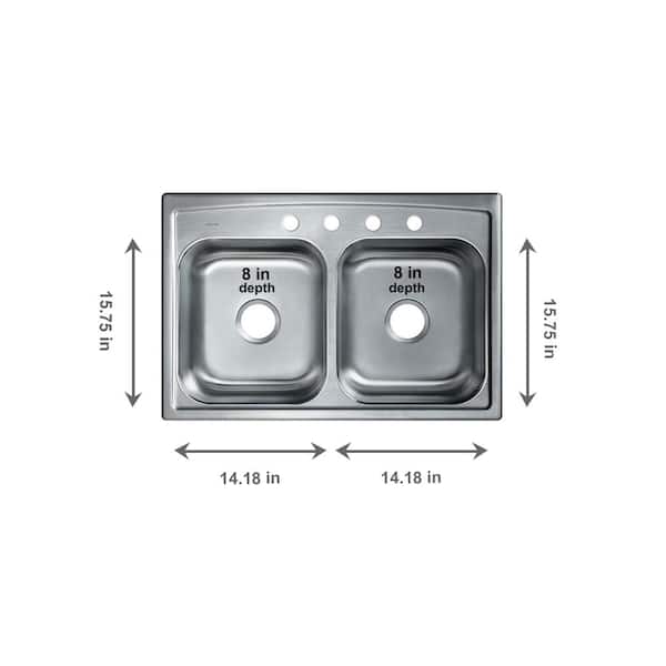 Toccata Drop-In Stainless Steel 33 in. 4-Hole Double Bowl Kitchen Sink Toccata Drop-In Stainless Steel 33 in. 4-Hole Double Bowl Kitchen Sink