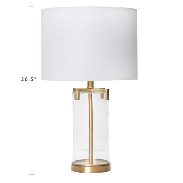 Edison 26.5" White Drum Shade Glass Table Lamp with Gold Accents